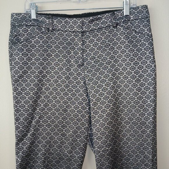 ZAC AND RACHEL PANTS. GEOMETRIC FLORAL , BLACK AND SILVER, STRETCH, SIZE 10 - Picture 1 of 7